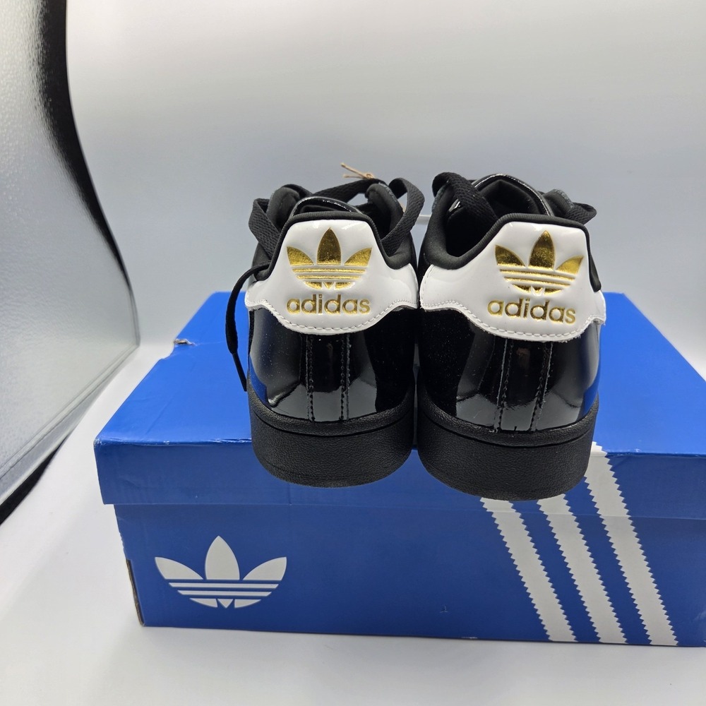 Women's Size 8 Adidas Superstar II W Black White Gold JS4009 New In Box - Picture 4 of 8